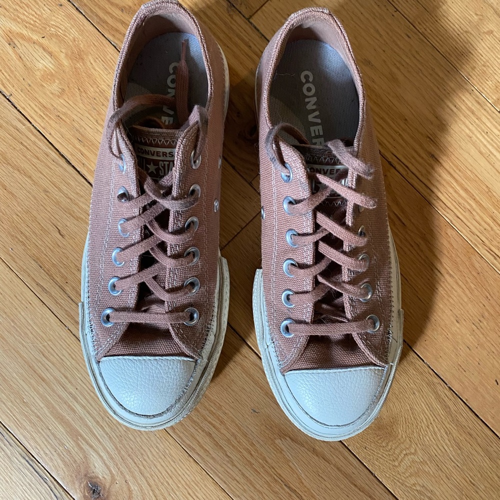 Converse Tan Canvas Platform Sneakers